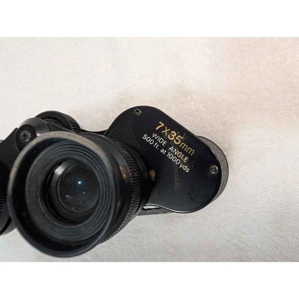 Sears Binoculars 7x35mm Wide Angle 500 ft @ 1000 yds, Black Vintage w/ case